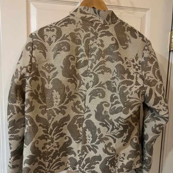 COLDWATER CREEK Womens Blazer 12 Gold Embroidery Metallic Floral classic - Picture 5 of 6